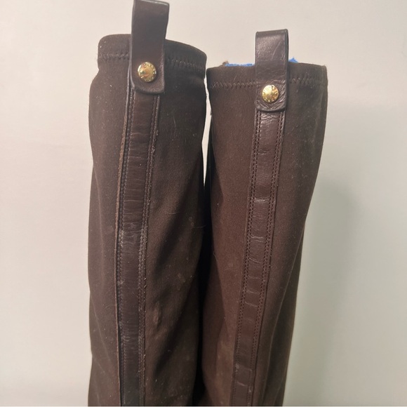 Michael Kors Arley Leather Riding Boots Dark Chocolate Size 7.5 - Picture 10 of 16